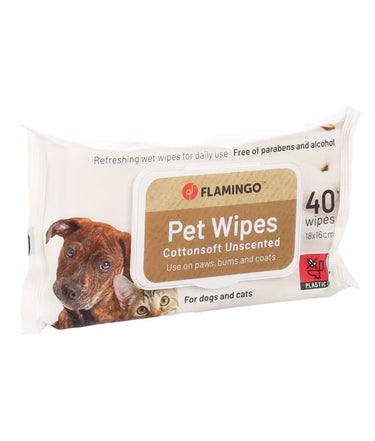 Flamingo Reini Universal Unscented Cat & Dog Pet Wipes 40pcs -